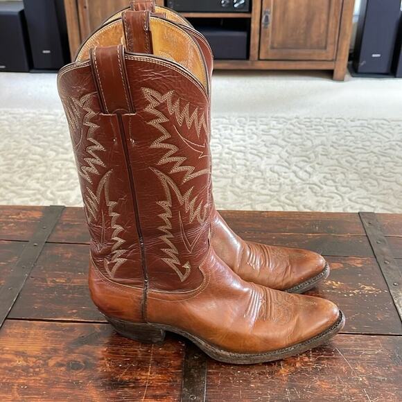 Men's Justin Brown Two-Tone Leather Western Boots 2450 Size 8.5 - Picture 4 of 7